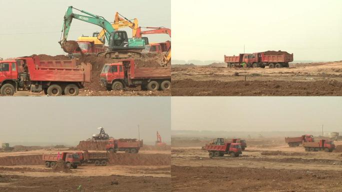 建设工地工程机械挖掘机渣土车