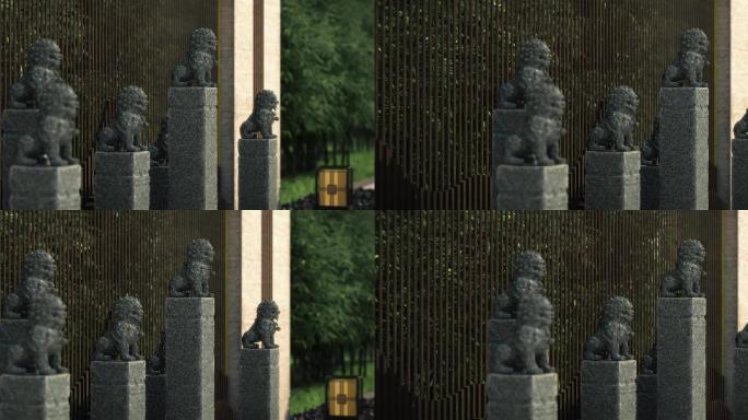 中式石狮雕塑景观