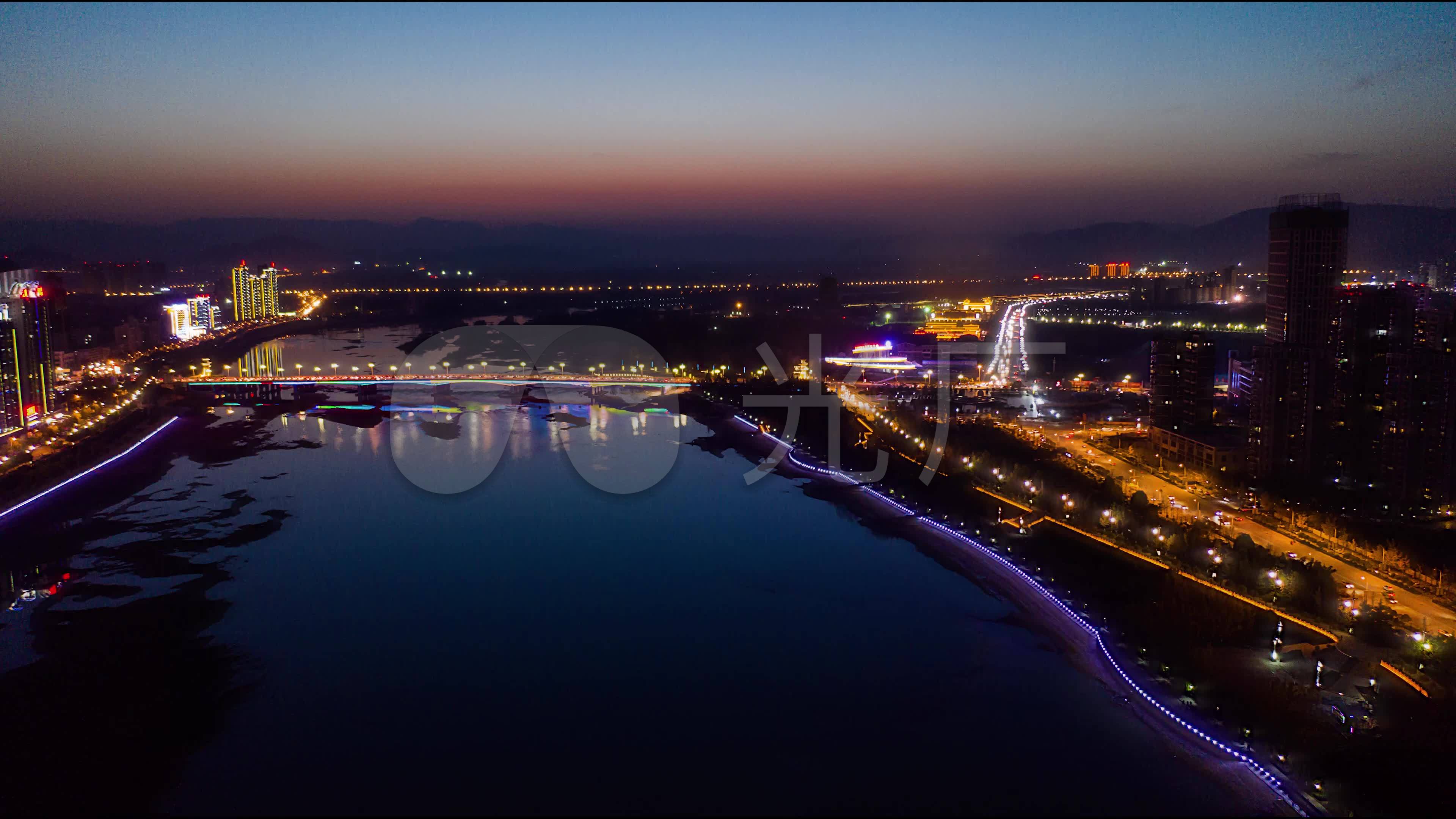 4k汉中汉江夜景延时