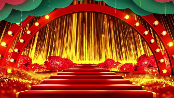 大气红色拱门主持人晚会开场舞台视频