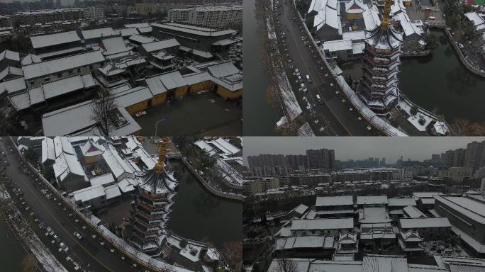 航拍如皋定慧寺雪景