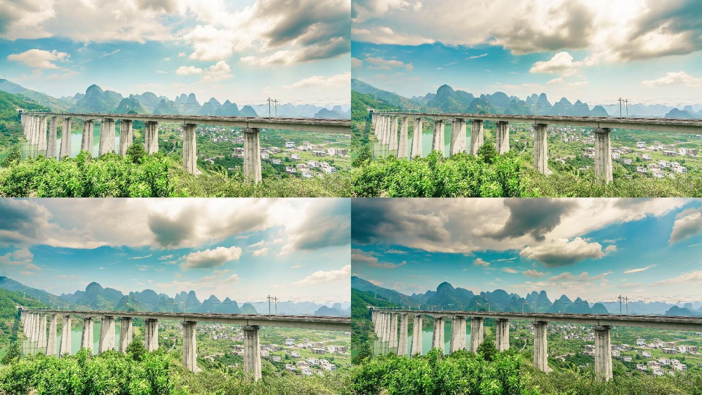 4k铁路桥火车延时桂林