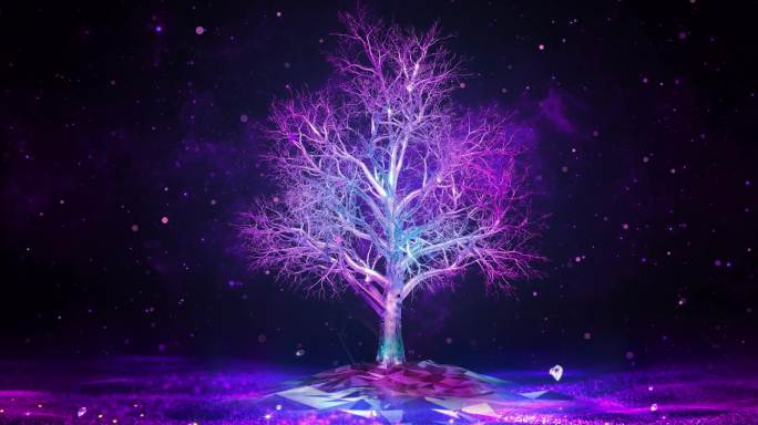 原创4K炫彩水晶树