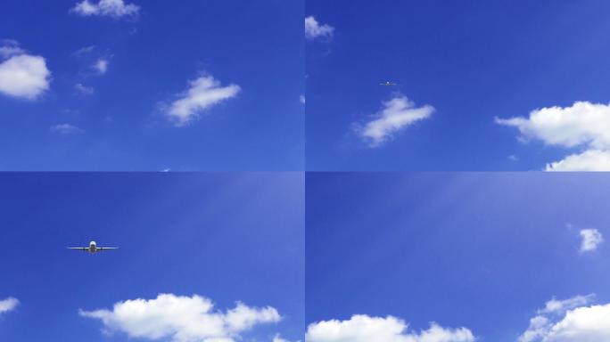 高清合成动态蓝天白云飞机