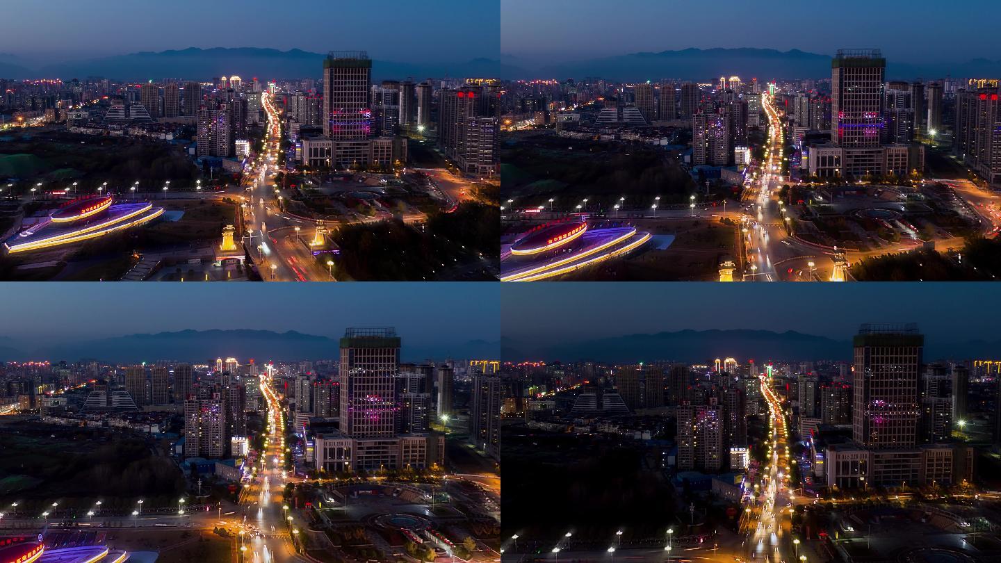 汉中城区夜景移动延时摄影