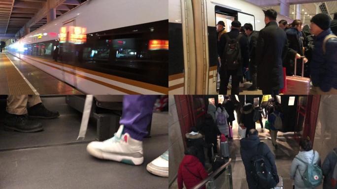 高铁复兴号北京南站乘客电梯脚步