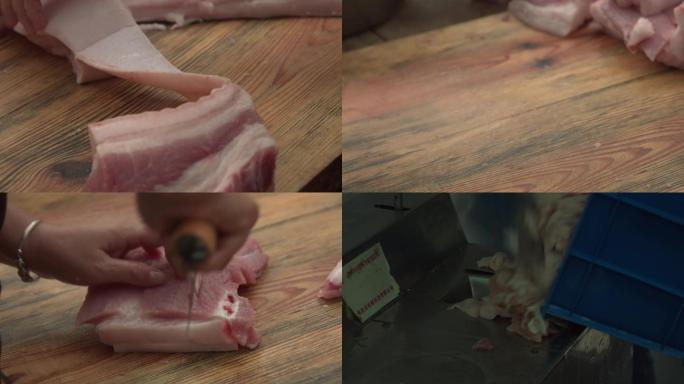 切肉做肉馅视频素材