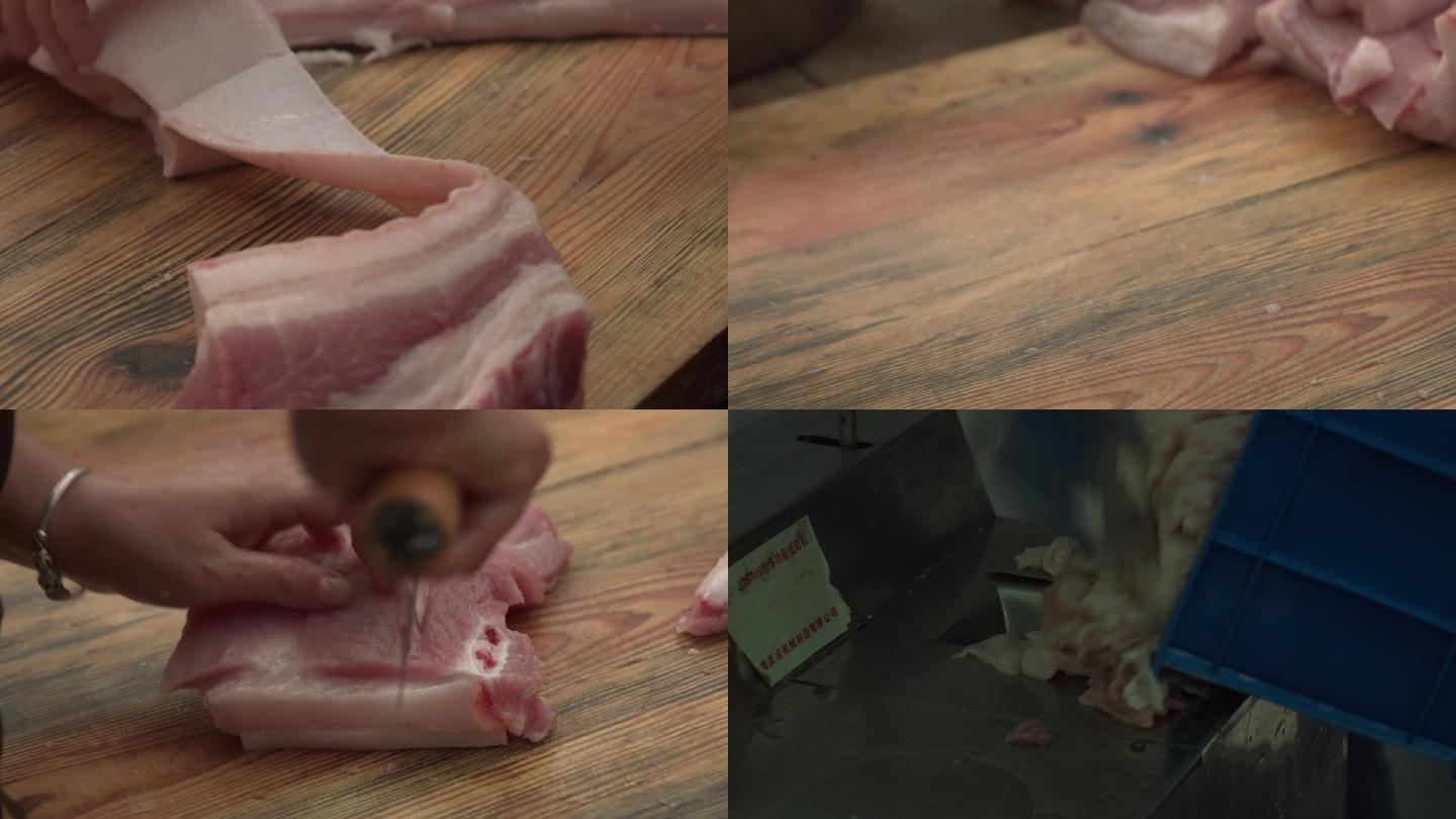 切肉做肉馅视频素材