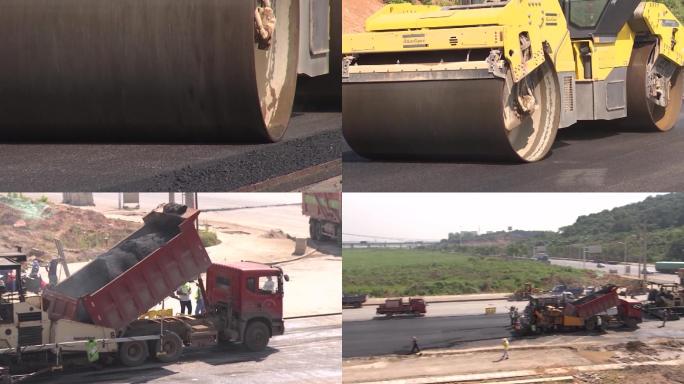 道路施工公路建设沥青铺设轧路机