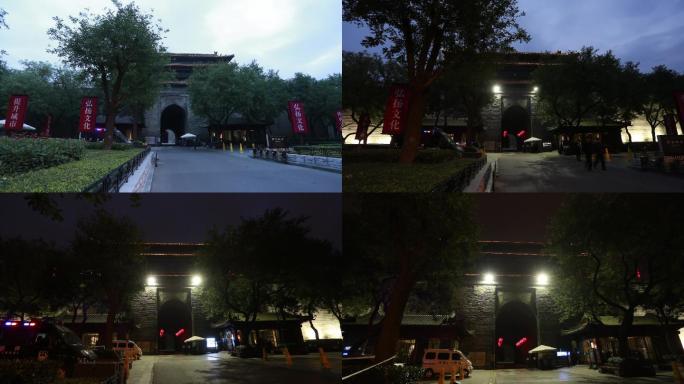 西安长乐门城墙夜景视频拍摄