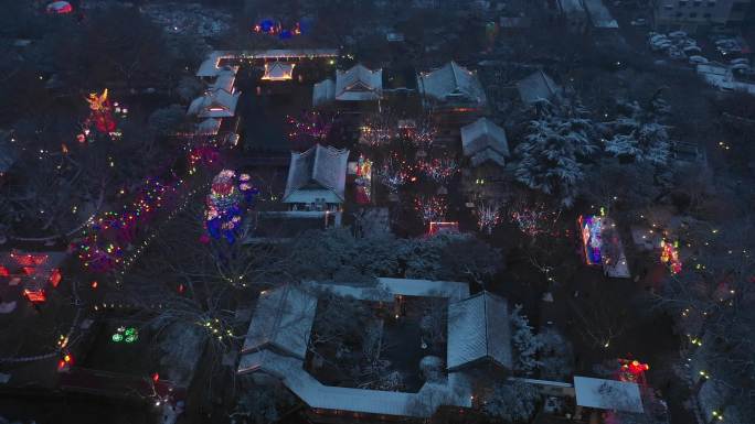 4K-log济南趵突泉雪景航拍