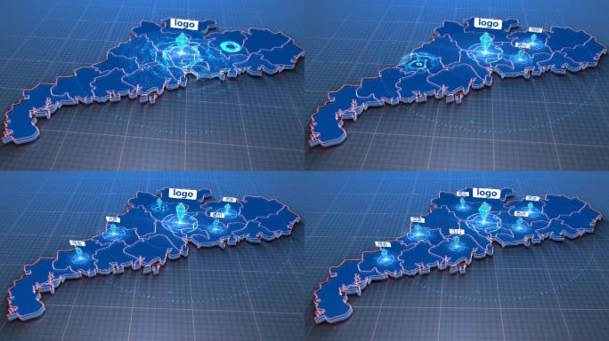 原创广东地图科技模板