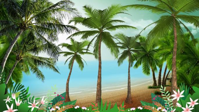 海滩椰树背景