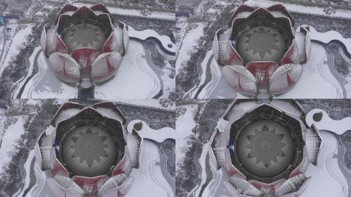4K-log济南雪后万达文旅航拍