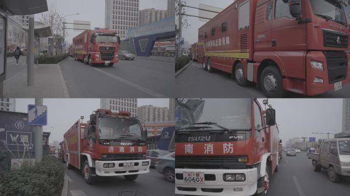 4K-log济南消防演练消防车