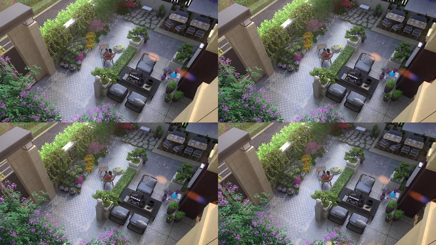 房地产小区私家花园3d动画