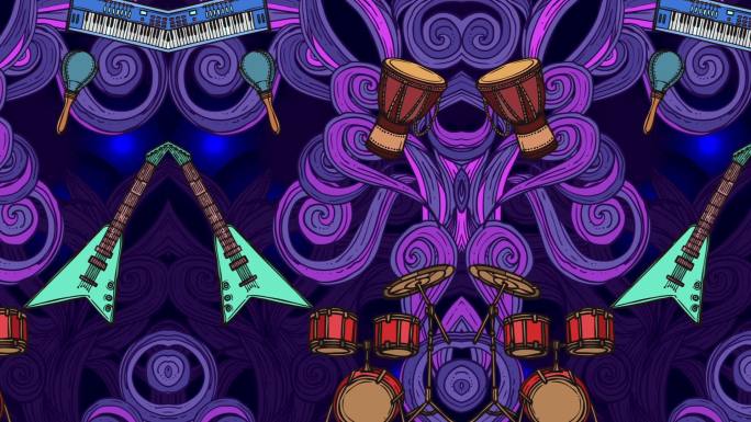 紫色魔幻乐器背景