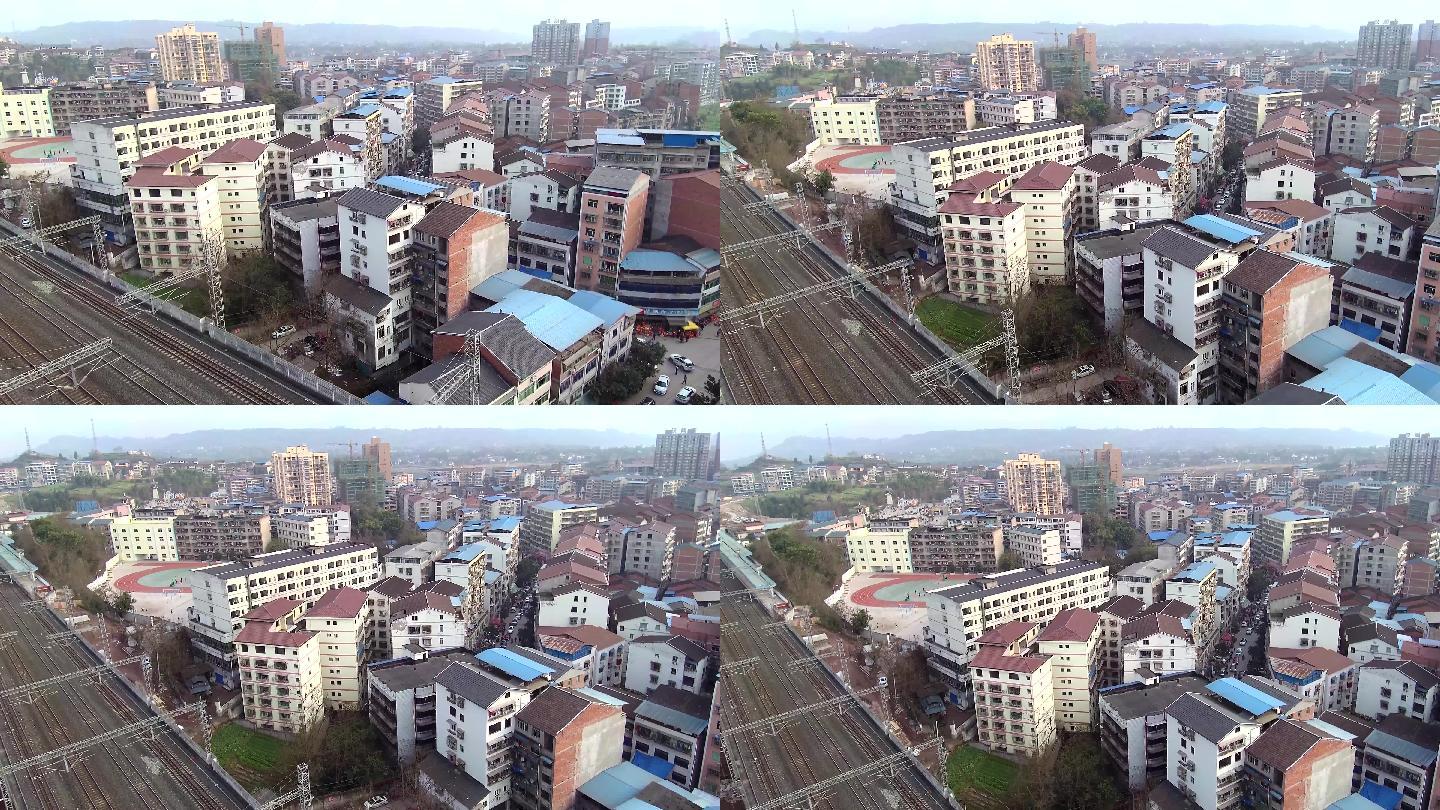 空拍俯拍城市建筑4k超高清视频