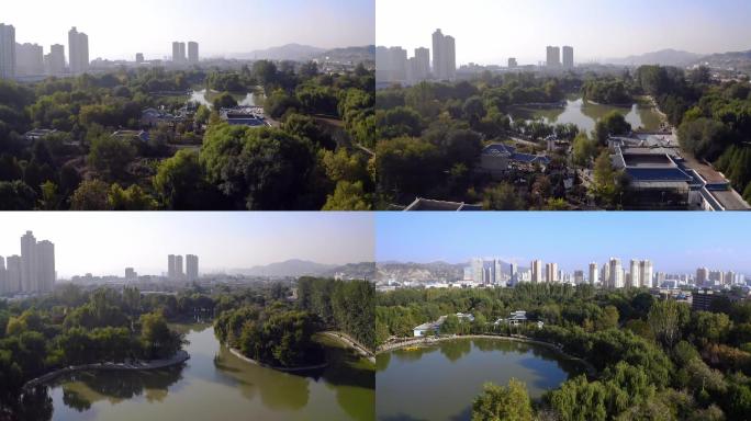 外景公园景观航拍素材1080p