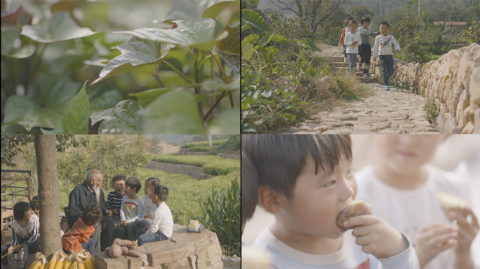 沂蒙山风景-儿童吃红薯
