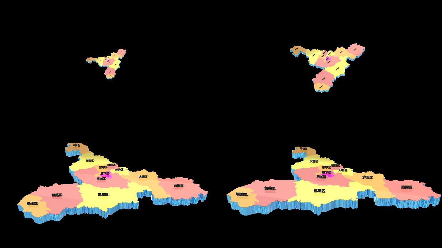 济南南省三维透明地图