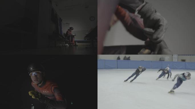 短道速滑运动员滑冰