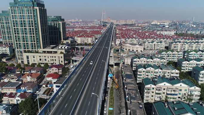 上海闵浦二桥，地铁五号线南延伸段航拍