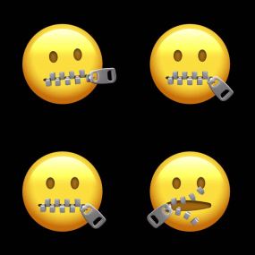 带透明通道超实用网红表情闭嘴嘴上缝拉链