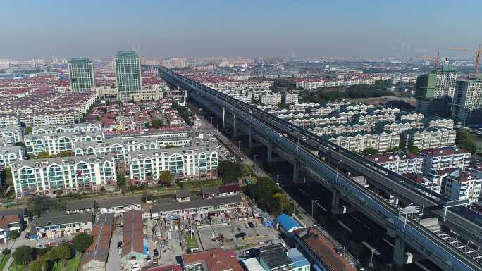 上海闵浦二桥，地铁五号线南延伸段航拍