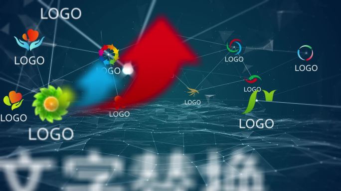 蓝色线条科技连线合作LOGO企业AE模板