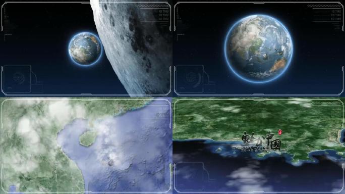 宇宙穿梭地图定位中国三亚AE模板