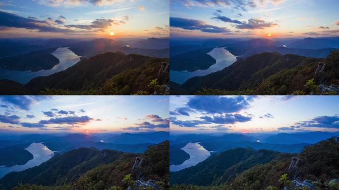 延时摄影、大气落日、唯美、江河云层、山川