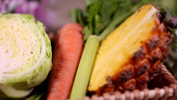 蔬菜水果素菜包菜圆白菜菠萝胡