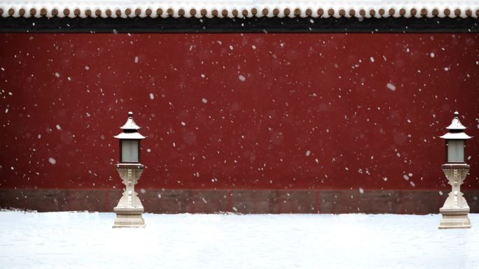 宫墙雪景舞台背景视频原创