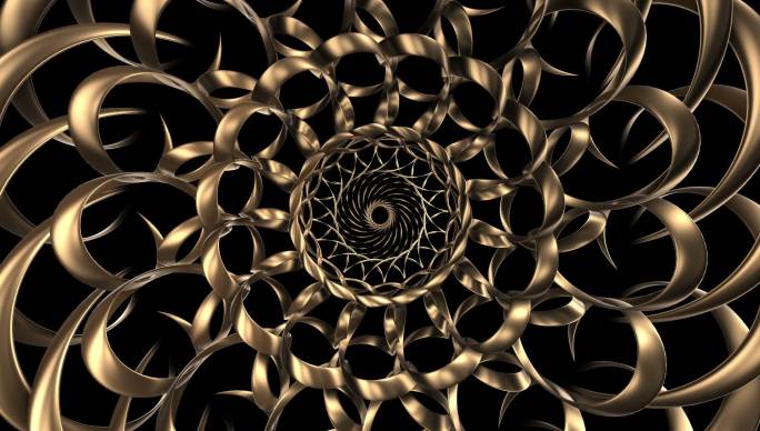 金色质感律动三维抽象环