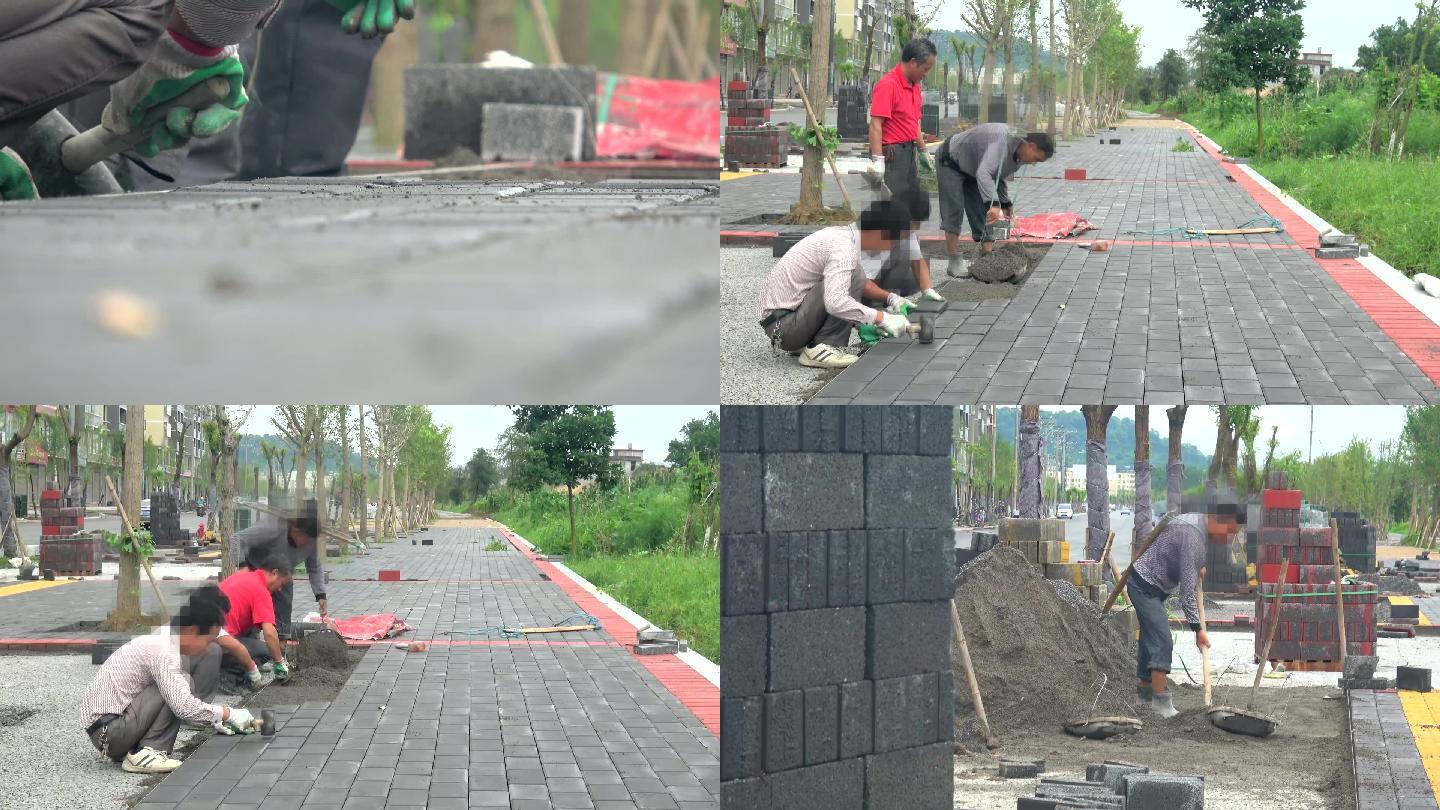 人行道铺设地砖、道路提升改造