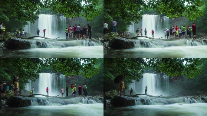 延时摄影旅游人群自然生态瀑布