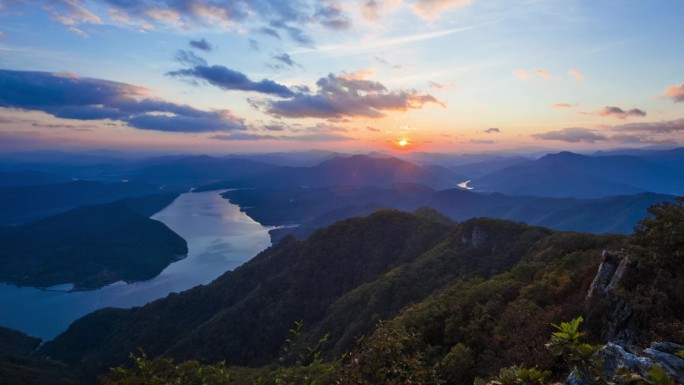 延时摄影、日落、大气、云层、壮观山河