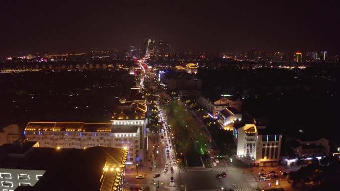 震撼苏州干将路夜景航拍-4K视频素材