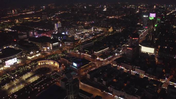 4K-log济南泉城广场夜景航拍