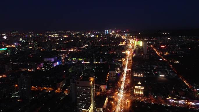 [有版权]济南经十路傍晚夜景航拍春季4k