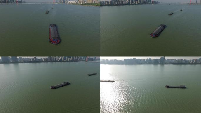 航拍钱塘江的船:个人作品，无版权纠纷