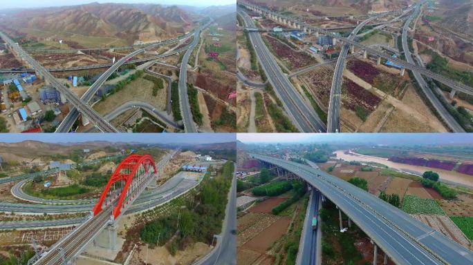 兰临-尹中高速公路高架桥梁航拍