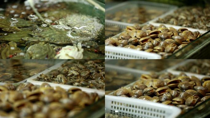 蚬子梭子蟹海鲜海鲜市场水产海产