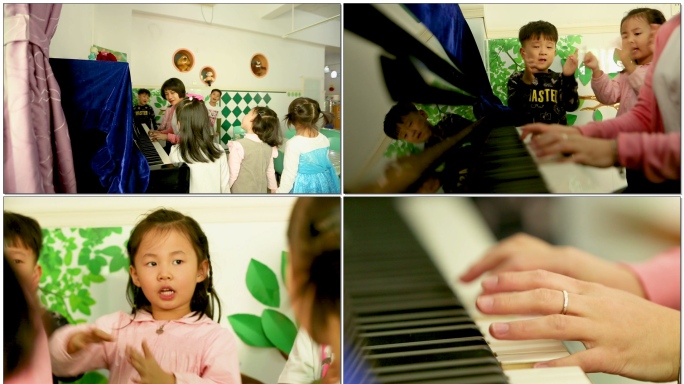 幼儿园欢乐音乐钢琴唱歌课堂