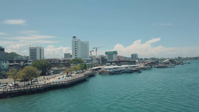 马来西亚港口亚庇航拍
