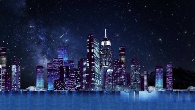 炫丽城市夜景星空舞台投影