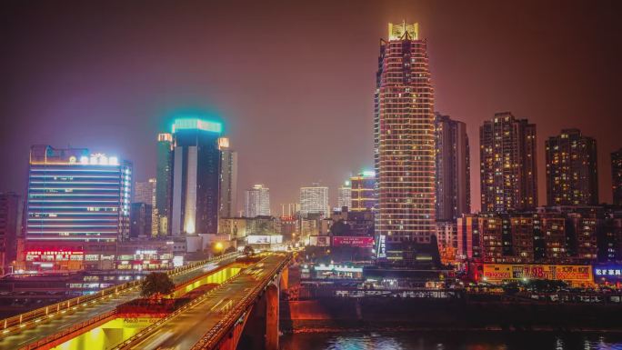 泸州沱江一桥璀璨夺目夜景泸州延时