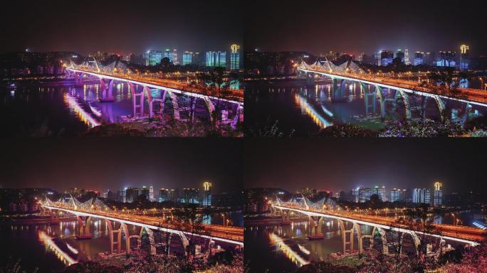 泸州.国窖长江大桥.旋转.夜.延时
