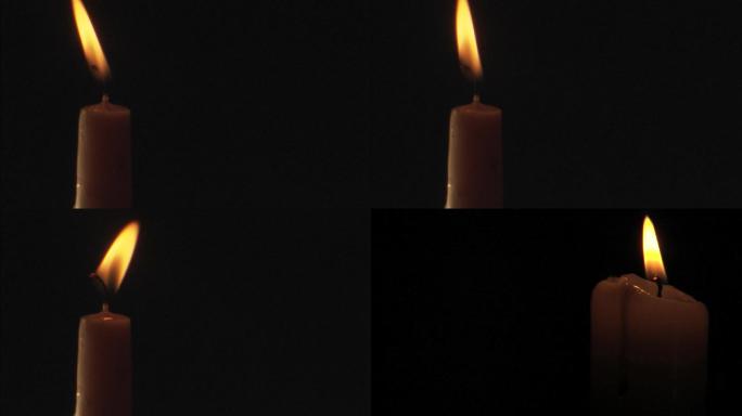 燃烧的蜡烛火苗飘动实拍高清视频素材